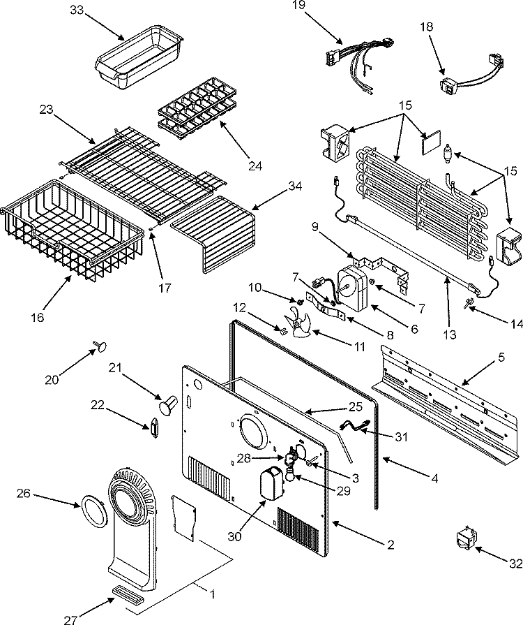 FREEZER COMPARTMENT Diagram and Parts List for ATB2138AEW  Amana Refrigerator