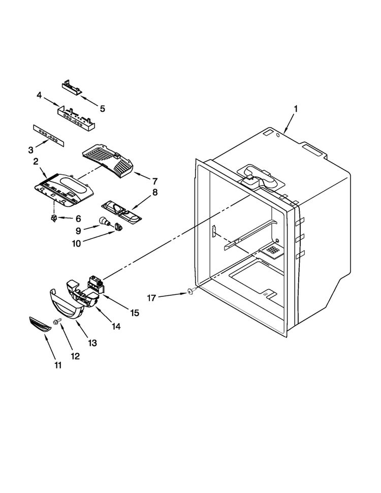 Refrigerator Liner Parts Diagram and Parts List for ABB1921WEW1  Amana Refrigerator
