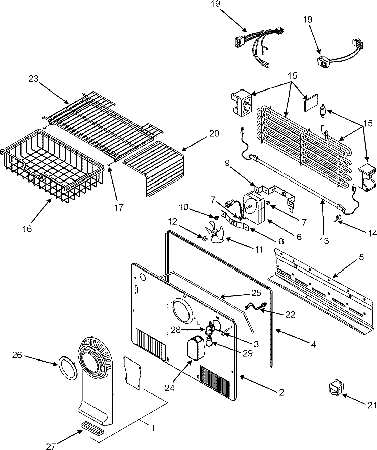 FREEZER COMPARTMENT Diagram and Parts List for ATF2138AES  Amana Refrigerator