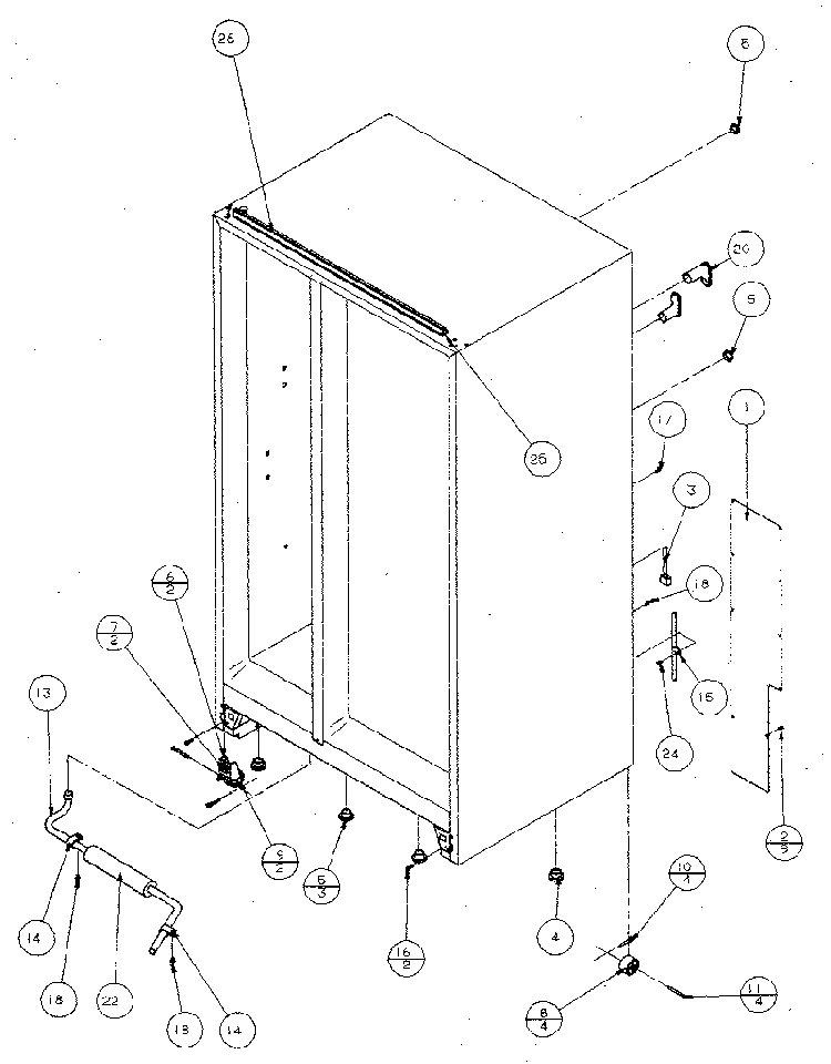Rollers And Back Unit Diagram and Parts List for SX120J-P7870122W  Amana Refrigerator