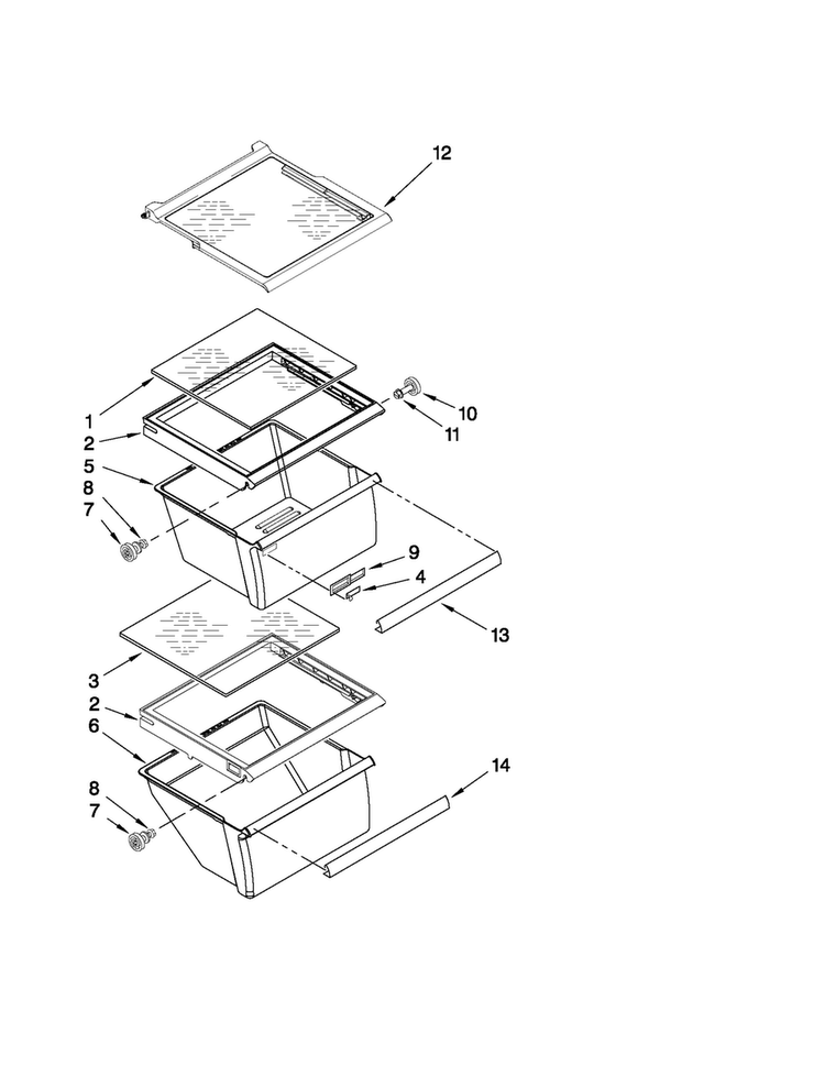 Refrigerator Shelf Parts Diagram and Parts List for CS22CFXTT02  Crosley Refrigerator