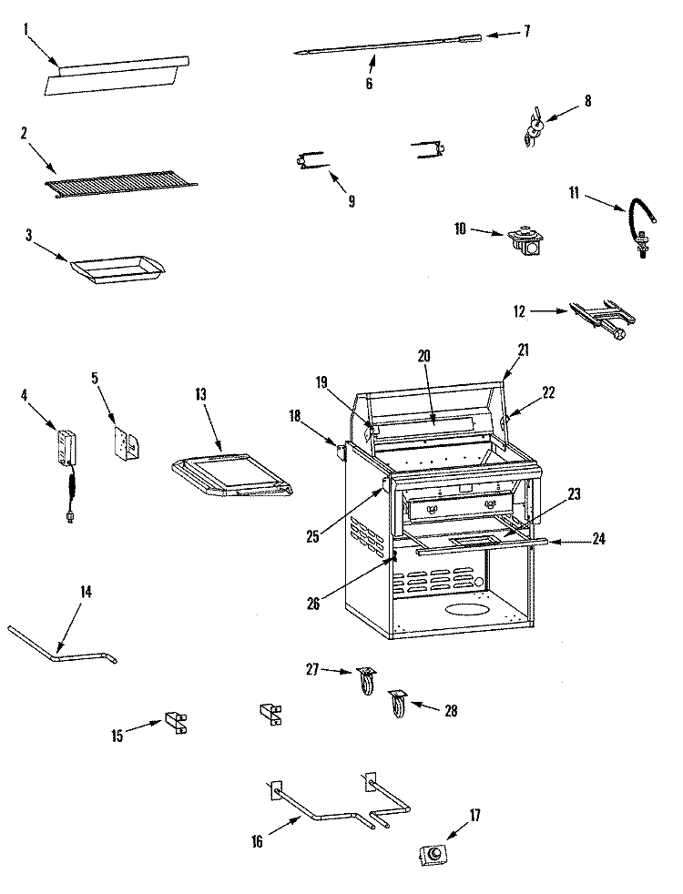 BURNER TANK Diagram and Parts List for WSBQ30FSB  Dynasty Range