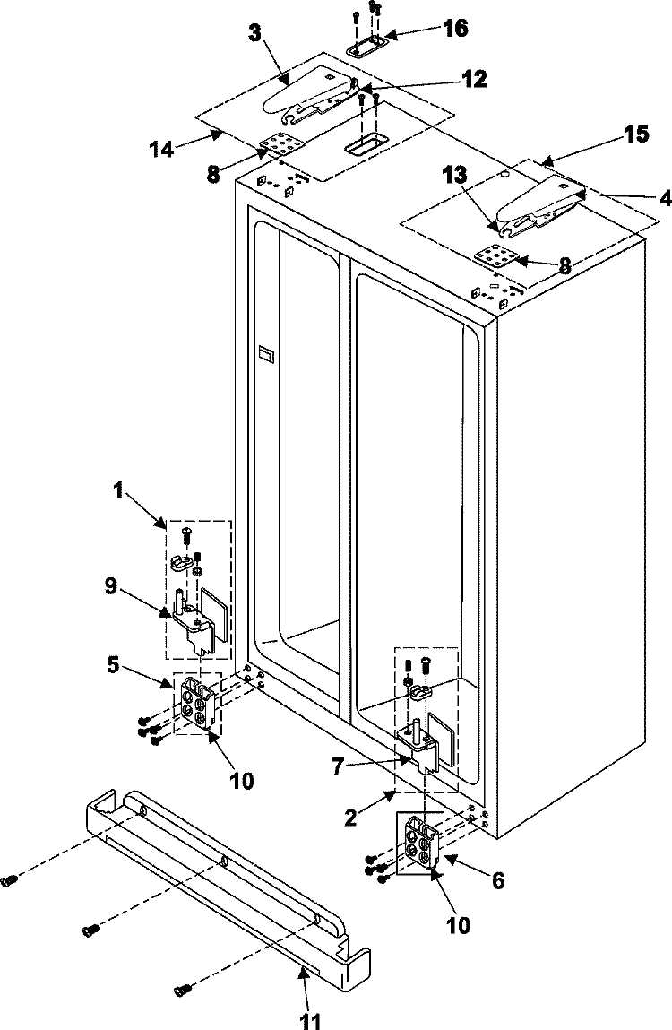 HINGES Diagram and Parts List for RS255BABB  Maytag Refrigerator