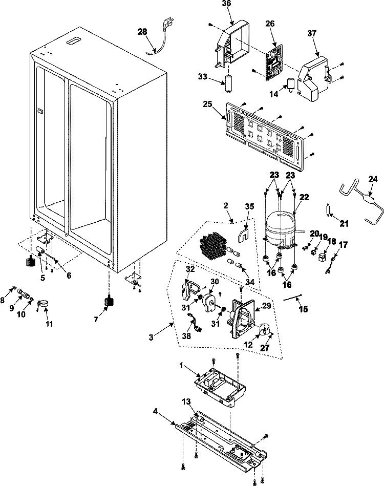 MACHINE COMPARTMENT - COMPRESSOR Diagram and Parts List for RS255BABB  Maytag Refrigerator