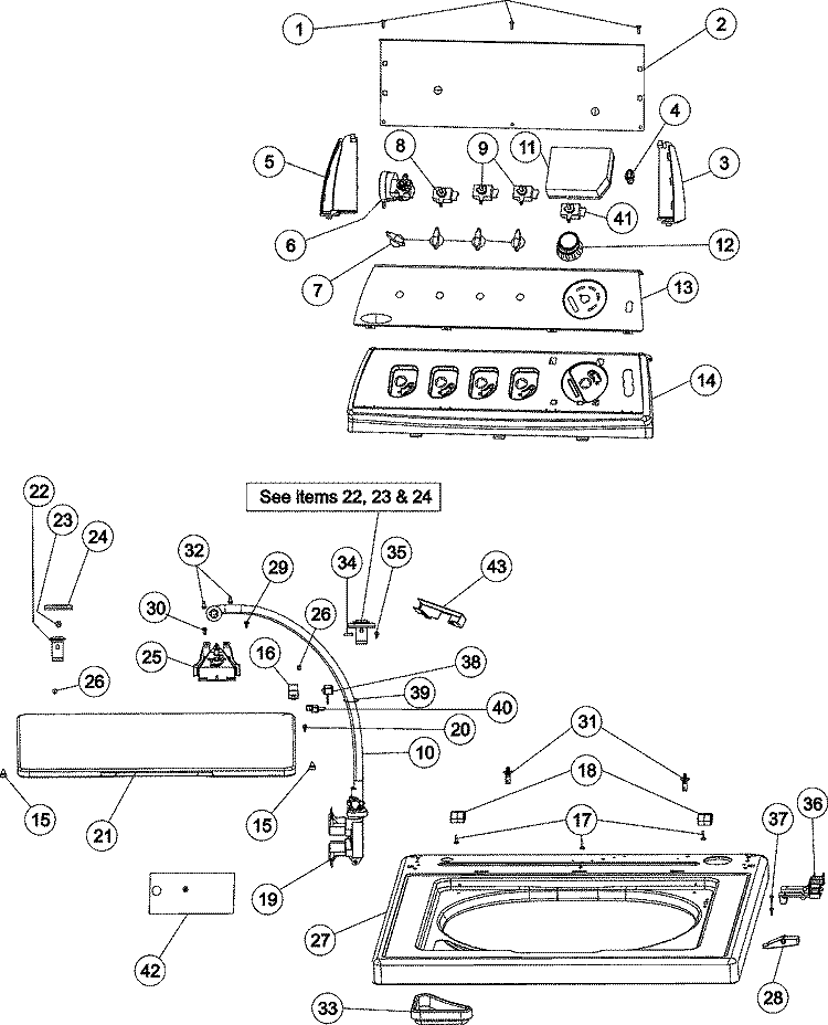 CONTROL PANEL & TOP Diagram and Parts List for MAV5920AGW  Maytag Washer