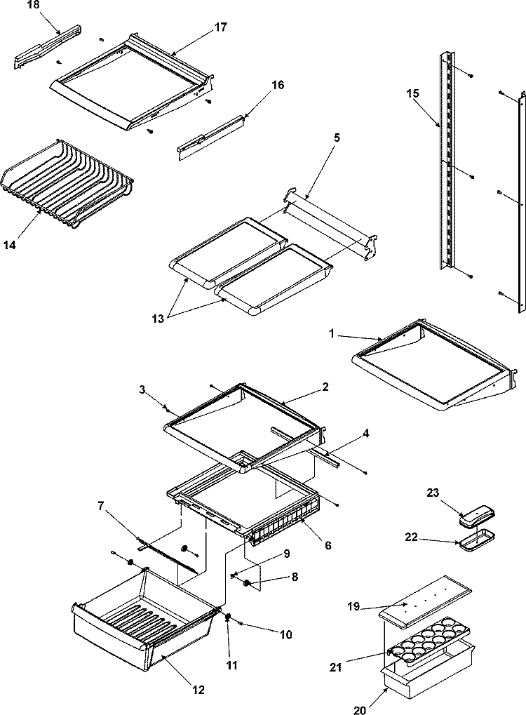 DELI AND REF SHELF SERIES 50+ Diagram and Parts List for ASD2628HEQ  Amana Refrigerator