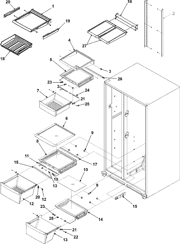 CRISPER ASSY & DELI ASSY Diagram and Parts List for ASD2328HES  Amana Refrigerator