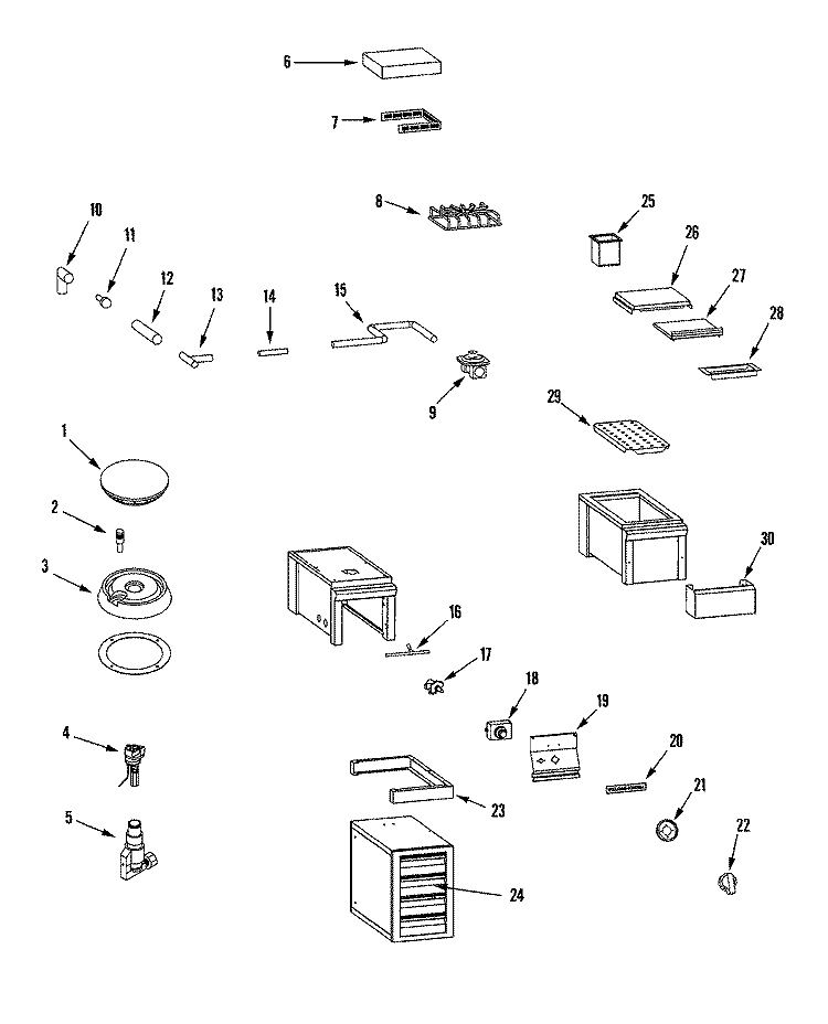 SIDE BURNER & BARTENDER Diagram and Parts List for WSBQ30FSB  Dynasty Range