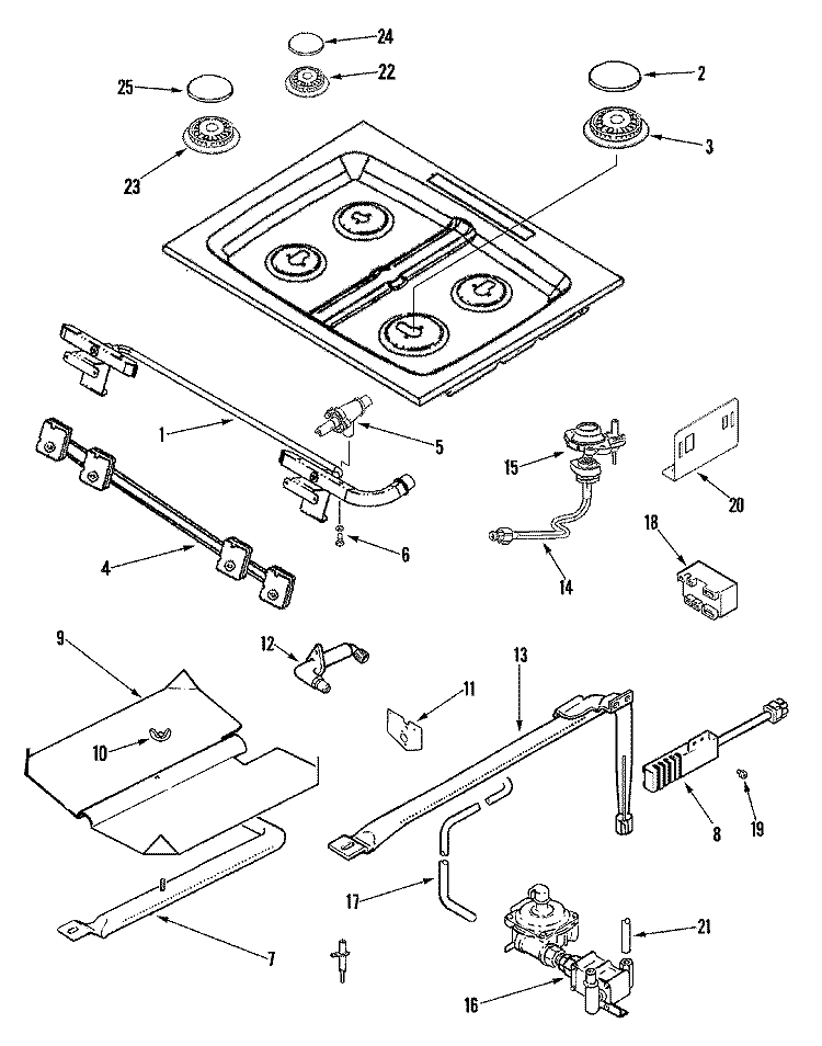 GAS CONTROLS Diagram and Parts List for MGS5875BDB  Maytag Range