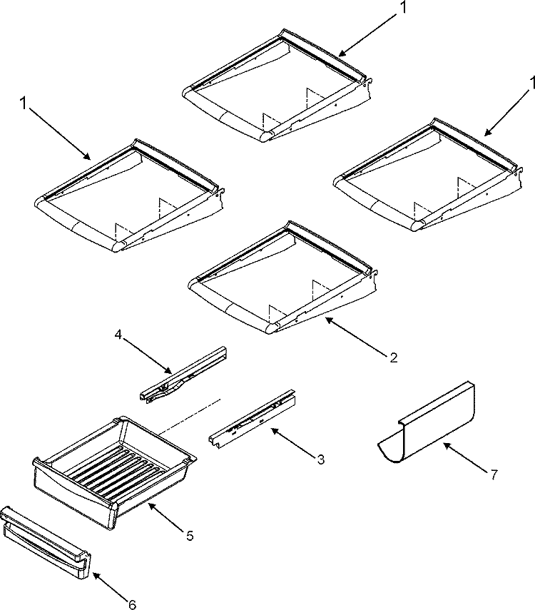 REFRIGERATOR SHELVES Diagram and Parts List for MBL1956HES  Maytag Refrigerator