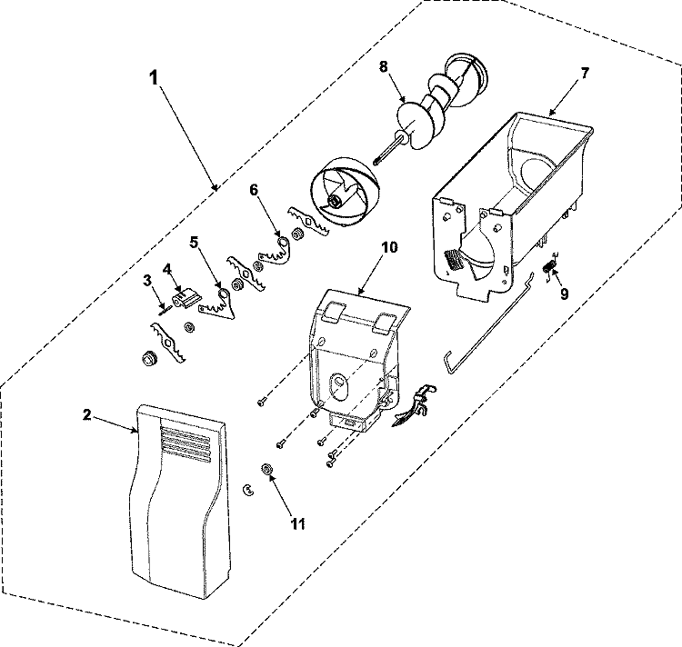 ICE BIN Diagram and Parts List for RS265LABP  Maytag Refrigerator