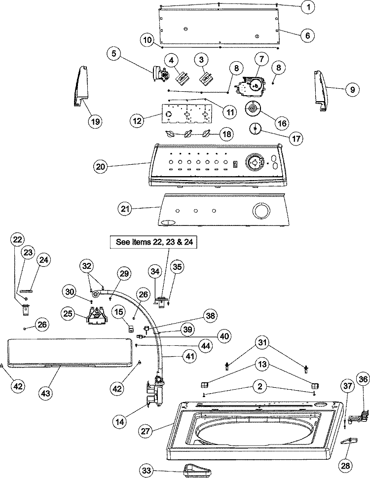 CONTROL PANEL & TOP Diagram and Parts List for NAV5805AWW  Amana Washer
