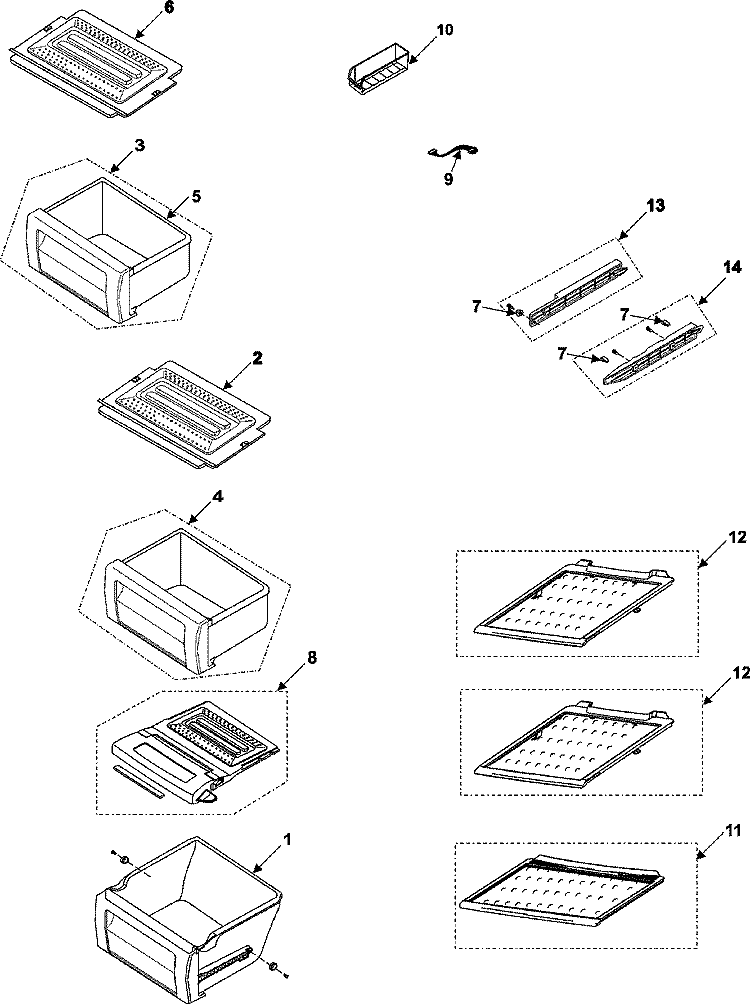 REFRIGERATOR SHELVES Diagram and Parts List for RS265LABP  Maytag Refrigerator