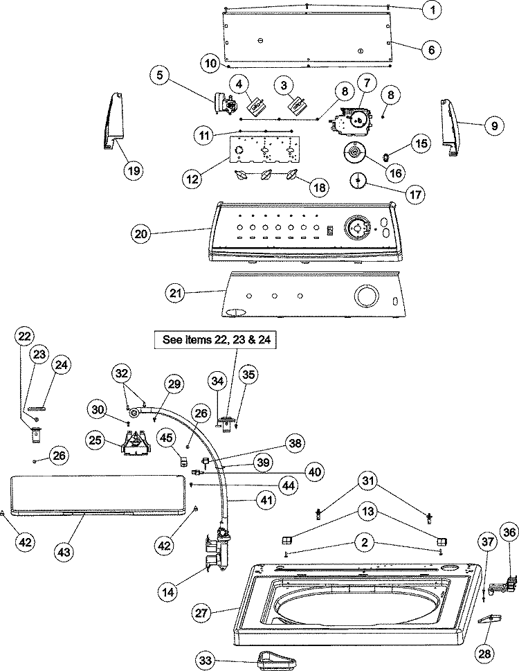 CONTROL PANEL & TOP Diagram and Parts List for MAV2755AJW  Maytag Washer