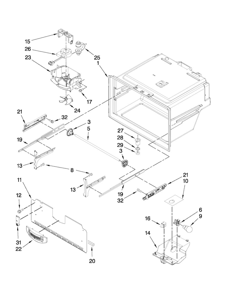 Freezer Liner Parts Diagram and Parts List for MFI2269VEM7  Maytag Refrigerator
