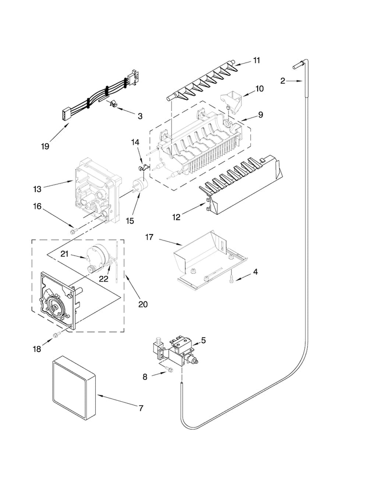 Icemaker Parts Diagram and Parts List for MSD2553WEB00  Maytag Refrigerator