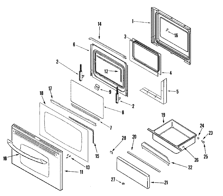 DOOR / DRAWER (STL) Diagram and Parts List for MERS755RAS  Maytag Range