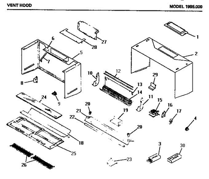 07 - Vent Hood Diagram and Parts List for 1995000  Litton Microwave Oven Combo