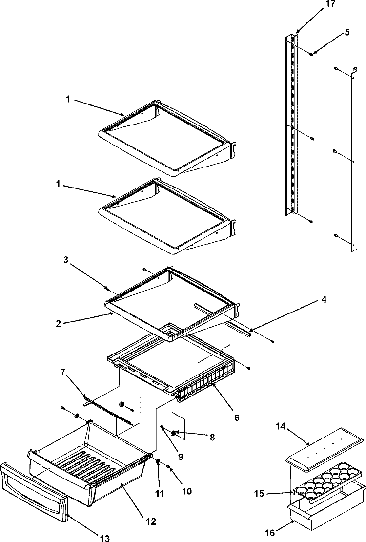 DELI AND REF SHELF Diagram and Parts List for ACD2232HRB  Amana Refrigerator