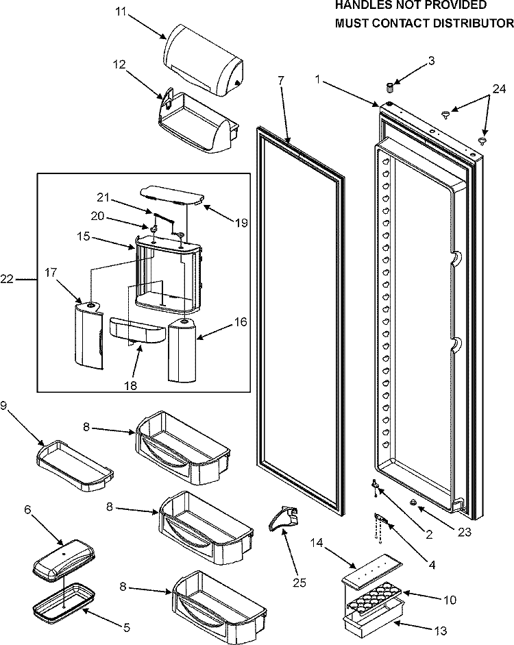 REFRIGERATOR DOOR Diagram and Parts List for JS2628HEKB  Jenn-Air Refrigerator