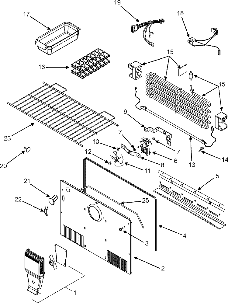 FREEZER COMPARTMENT Diagram and Parts List for GT1526PEKS  Maytag Refrigerator