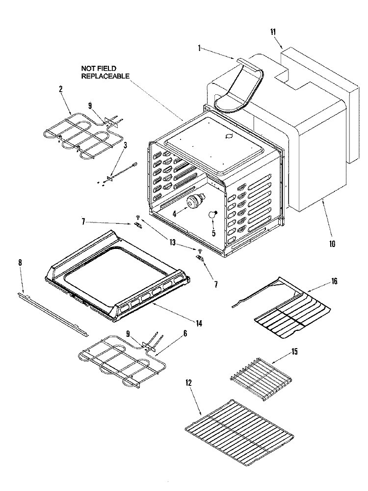 CAVITY Diagram and Parts List for MER5775RAB  Maytag Range