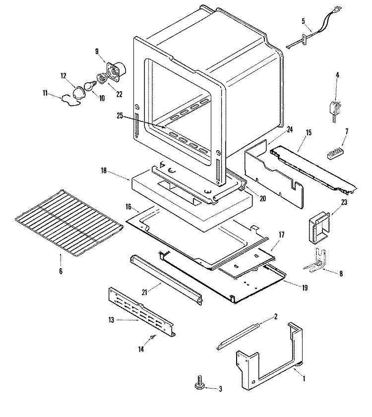 OVEN / BASE Diagram and Parts List for AGR5712BDW  Amana Range