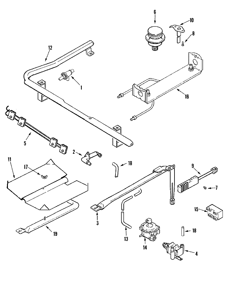 GAS CONTROLS Diagram and Parts List for MGRH752BDW  Maytag Range