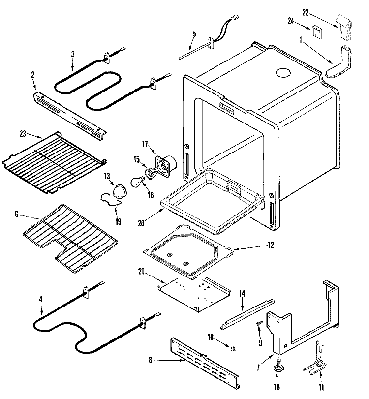 OVEN / BASE Diagram and Parts List for MERL752BAQ  Maytag Range