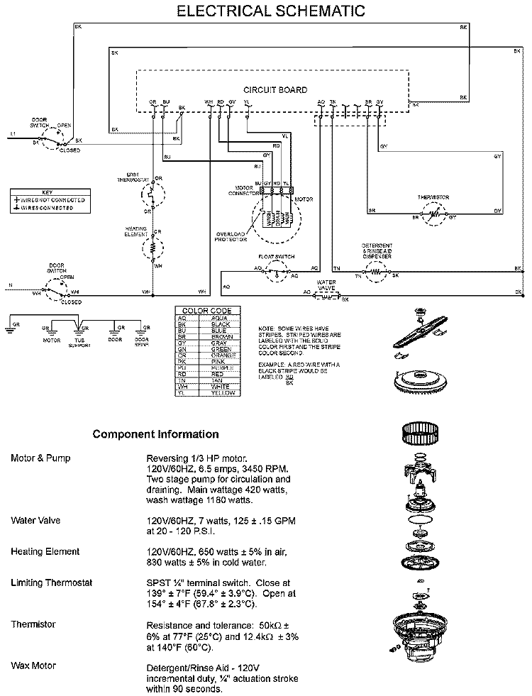 WIRING INFORMATION Diagram and Parts List for PDBL290AWX  Maytag Dishwasher