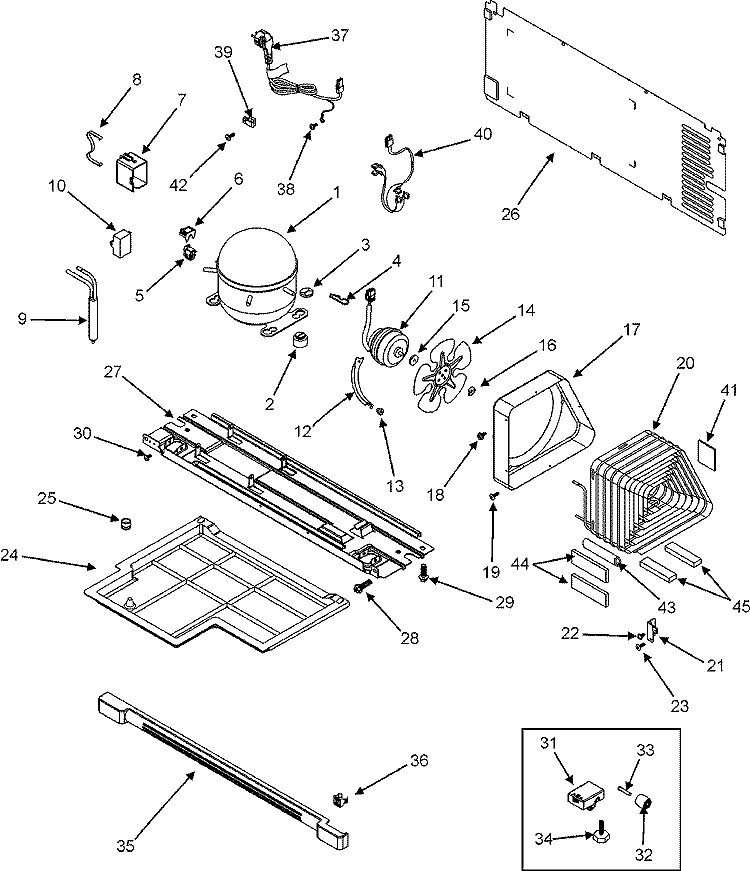 COMPRESSOR Diagram and Parts List for GT2127PEKS  Maytag Refrigerator