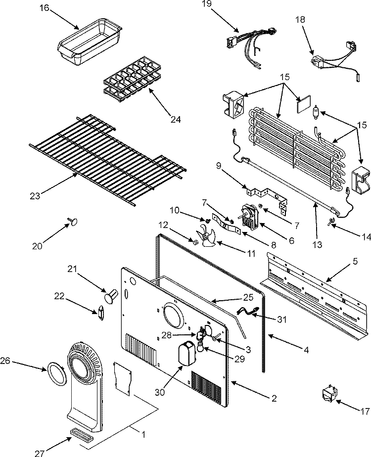 FREEZER COMPARTMENT Diagram and Parts List for GT2127PEKS  Maytag Refrigerator