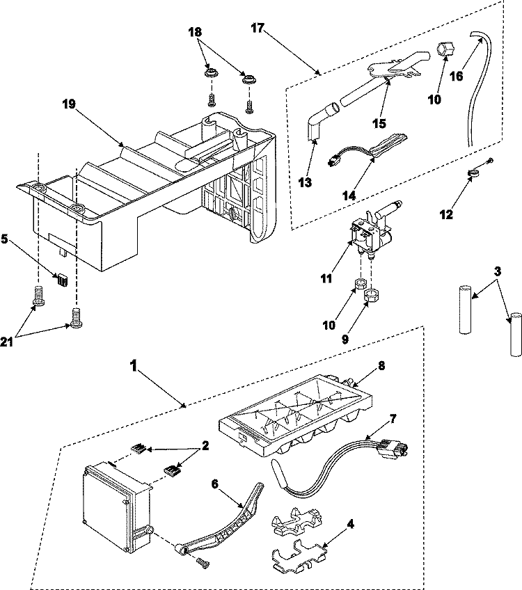 ICEMAKER Diagram and Parts List for RS2545SH  Maytag Refrigerator