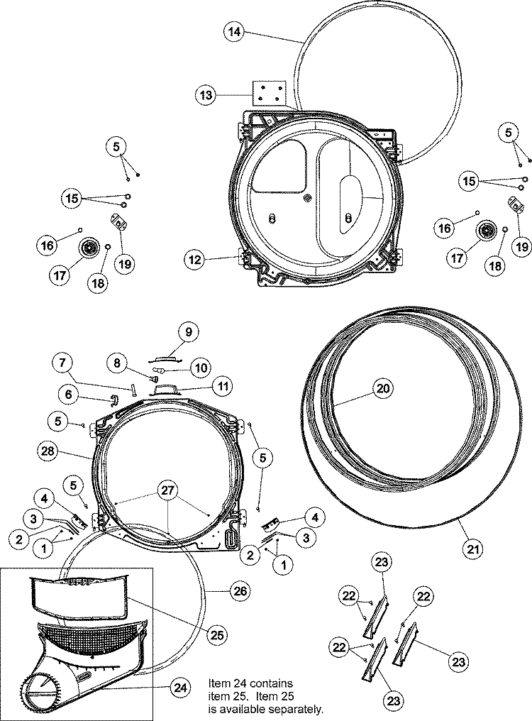 TUMBLER Diagram and Parts List for MDG3758AWW  Maytag Dryer