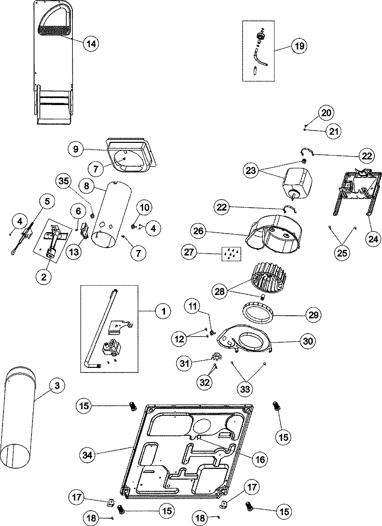 BASE, HEATING & MOTOR Diagram and Parts List for MDGT446AWW  Maytag Dryer