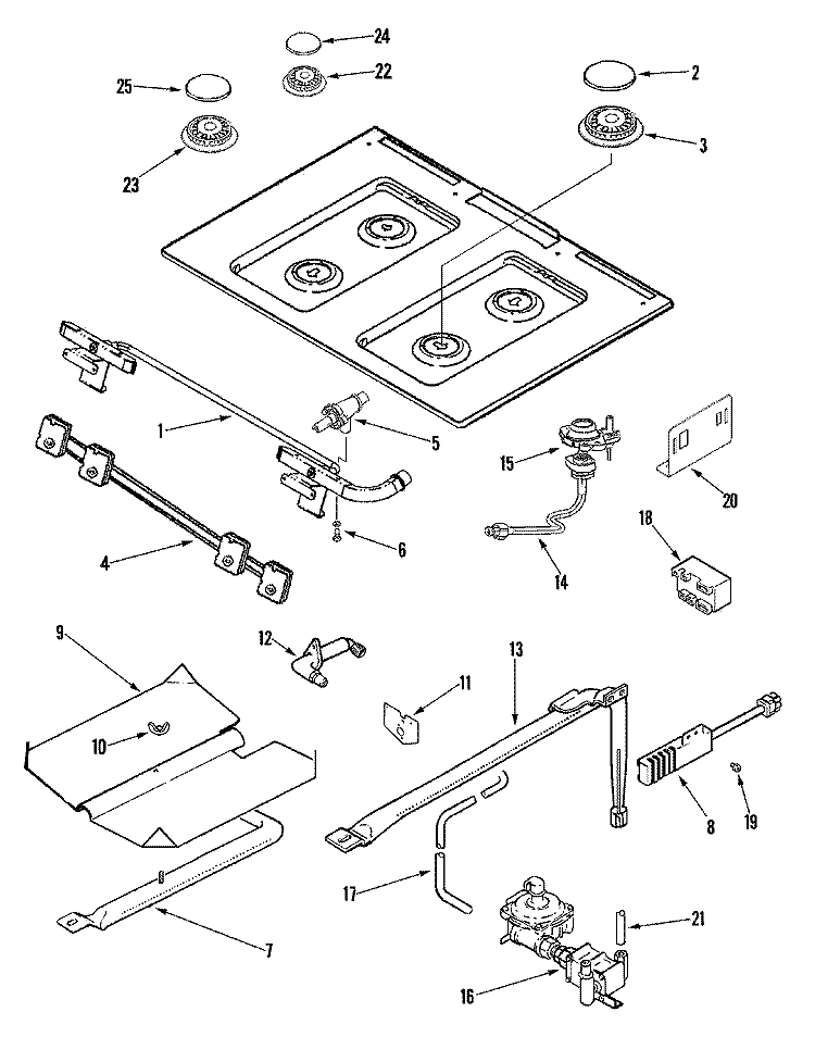 GAS CONTROLS Diagram and Parts List for AGS5730BDQ  Amana Range