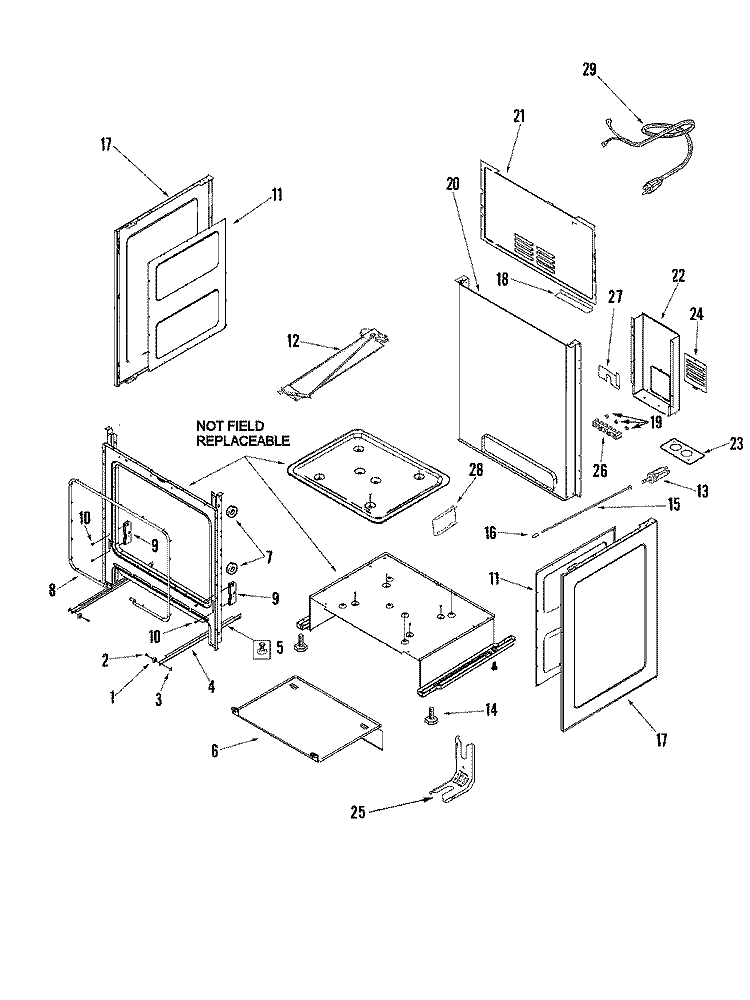 CABINET Diagram and Parts List for AER5715RCW  Amana Range
