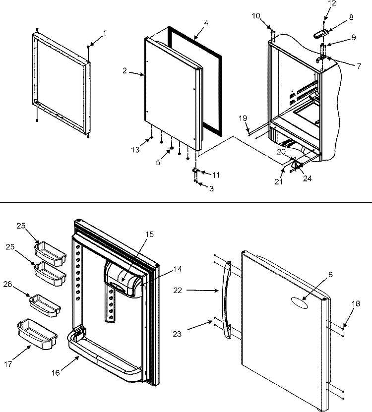 REFRIGERATOR DOOR Diagram and Parts List for CB19G7W  Crosley Refrigerator