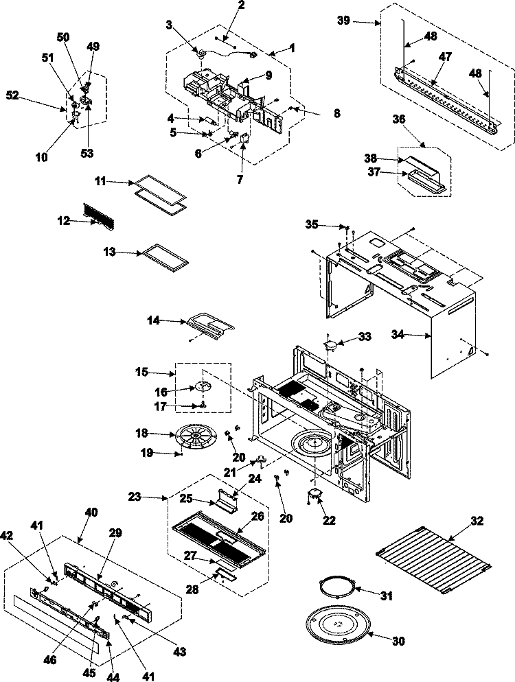 BODY / CAVITY / ELEMENTS Diagram and Parts List for SMH7177STE  Maytag Microwave