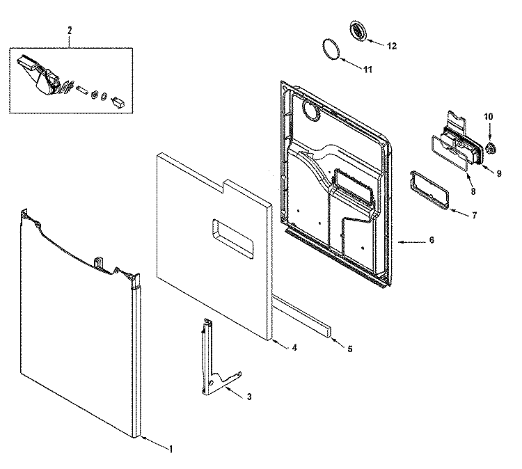 DOOR Diagram and Parts List for MDBTT70AWS  Maytag Dishwasher