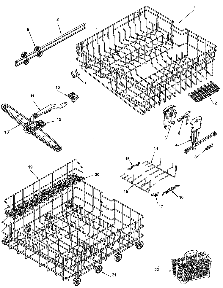 TRACK & RACK ASSEMBLY Diagram and Parts List for MDBTT70AWS  Maytag Dishwasher