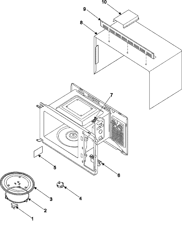BODY / CAVITY / ELEMENTS Diagram and Parts List for MR1034CBD  Amana Microwave