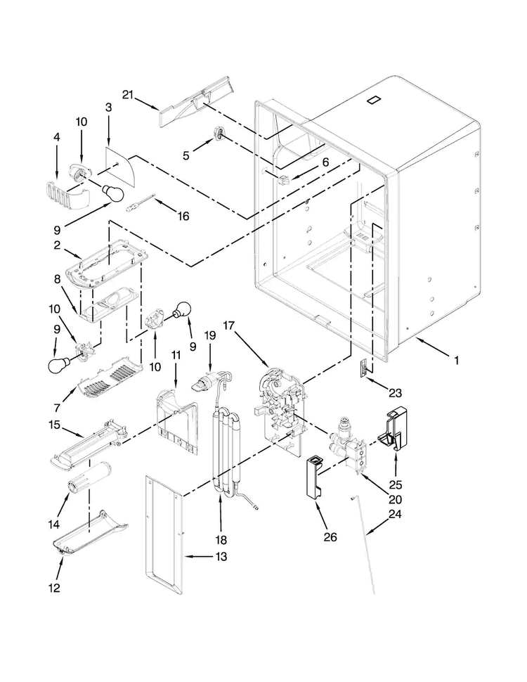 Refrigerator Liner Parts Diagram and Parts List for AFI2538AEB4  Amana Refrigerator