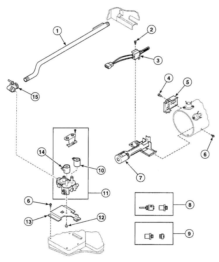 Gas Valve Diagram and Parts List for SSGB09WJ  Speed Queen Dryer
