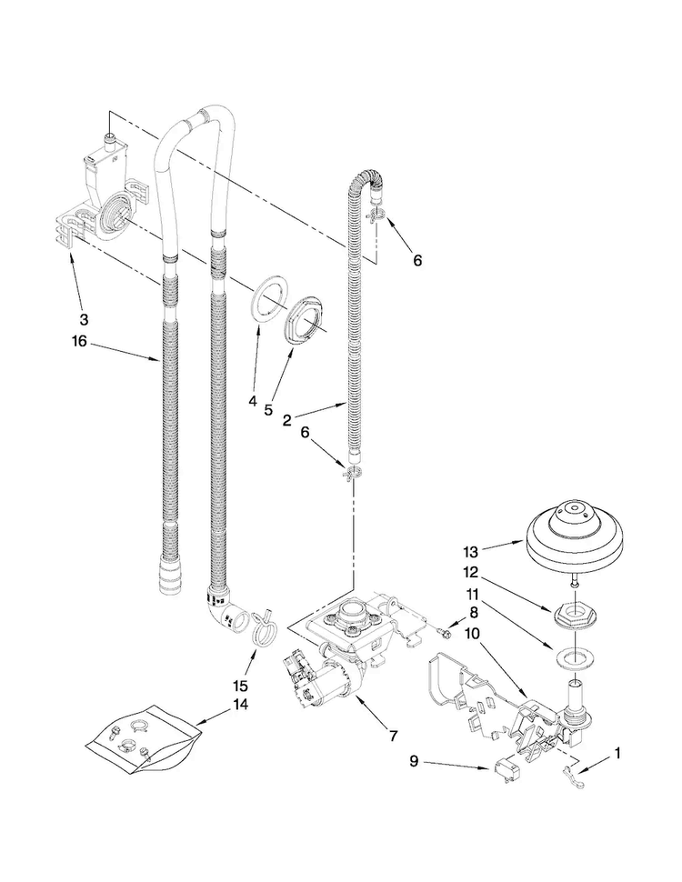 Fill And Overfill Parts Diagram and Parts List for JDB3600AWP4  Jenn-Air Dishwasher