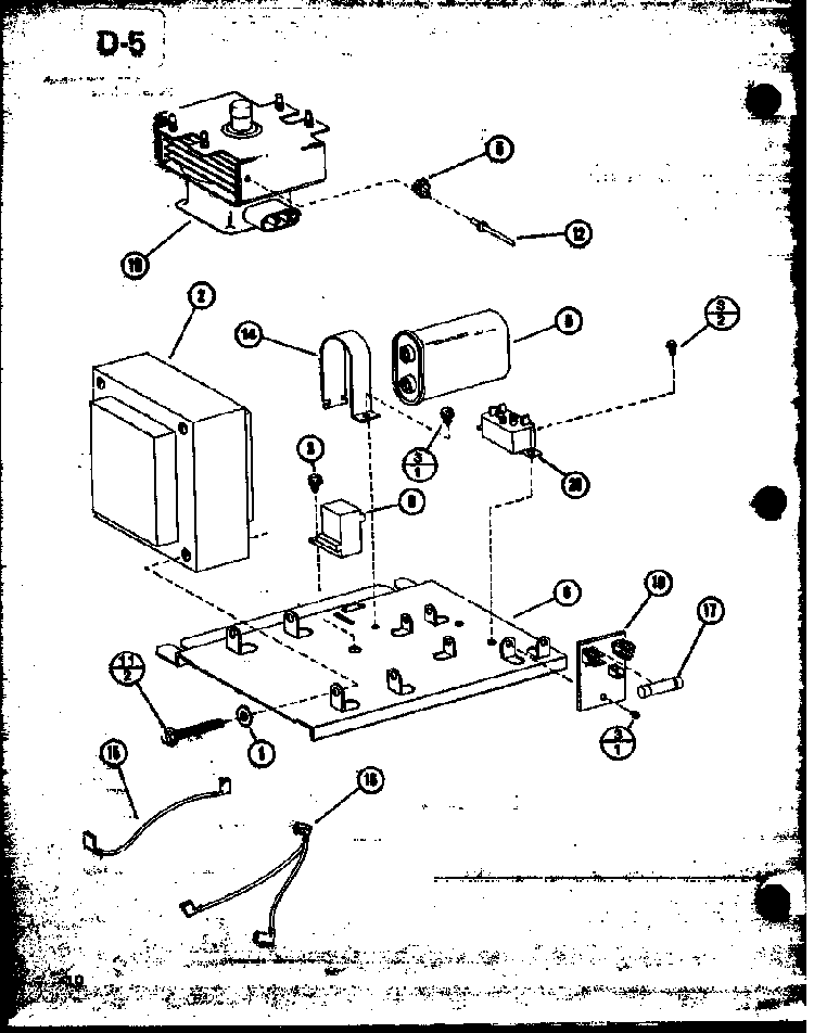 Transformer And Magnetron Diagram and Parts List for RL6-5ET P76251-3M Amana Microwave