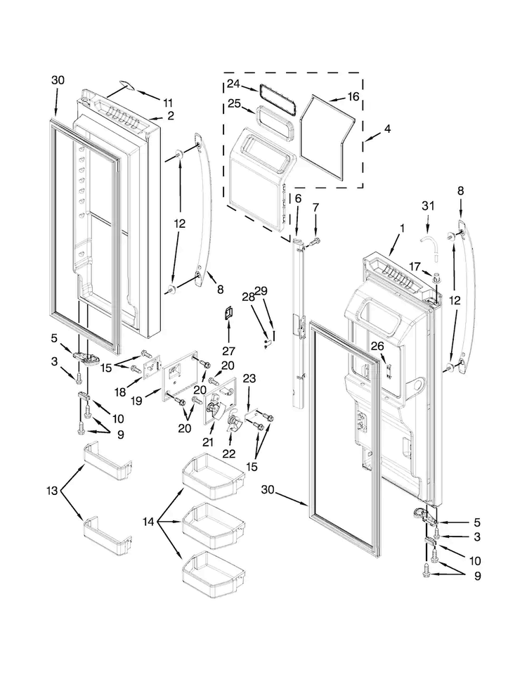 Refrigerator Door Parts Diagram and Parts List for 7MF2976AEM01  Maytag Refrigerator