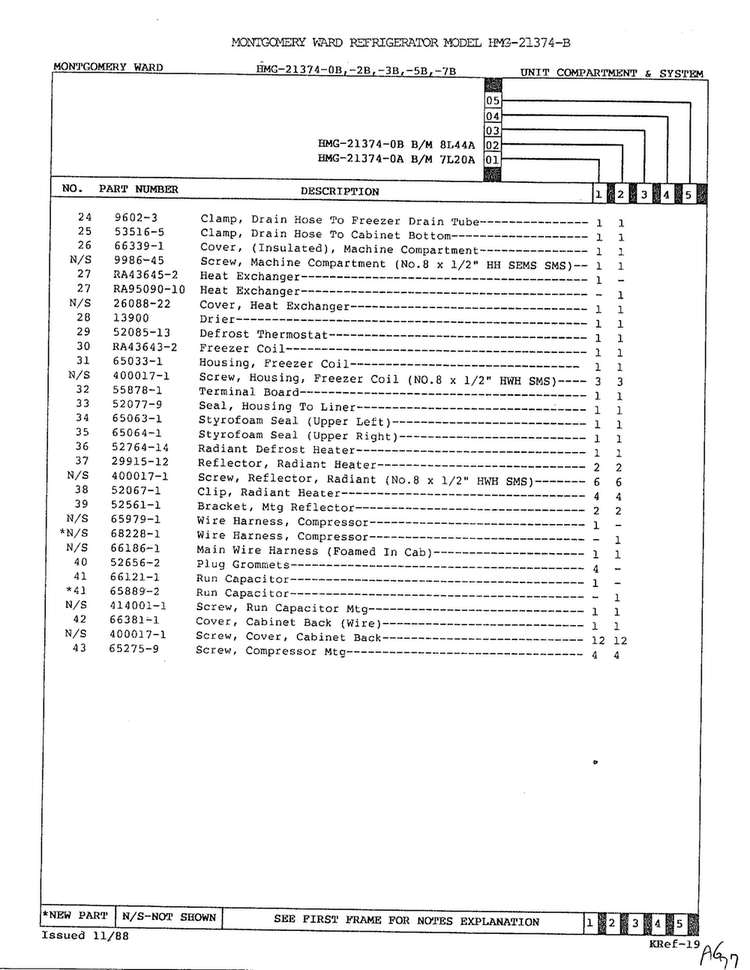Unit Compartment And System Page 3 Diagram and Parts List for 21374B  Admiral Refrigerator
