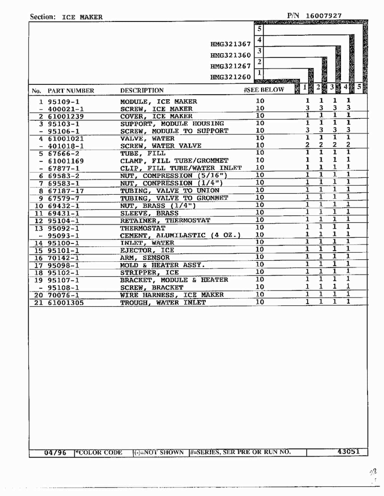 Ice Maker Page 2 Diagram and Parts List for HMG321267  Admiral Refrigerator