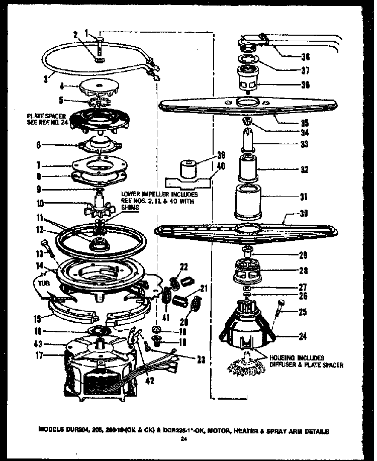 Section 13 Diagram and Parts List for DCR-225-1C-OK  Caloric Dishwasher